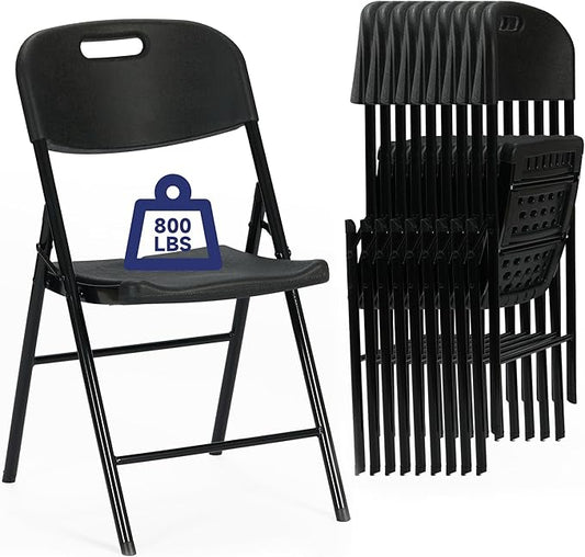 20 Pack Thicker 800 LBS Black Folding Chairs, Commercial Grade Folding Chair, Foldable Chairs for Events