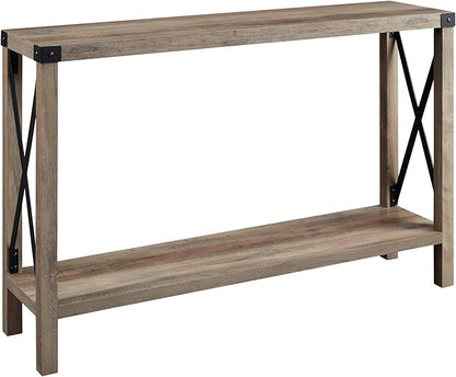 Walker Edison Sedalia Modern Farmhouse Metal X Entry Table, 46 Inch, Grey