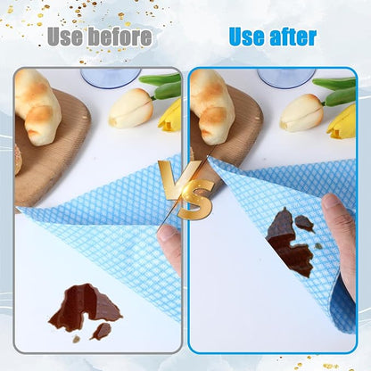 200 PCS Disposable Dish Cloths Reusable Blue Cleaning Towels Multi-Purpose Absorbent Handy Wipes for Kitchen, Countertops, Bathroom, Office, 13.7x15.7 Inch