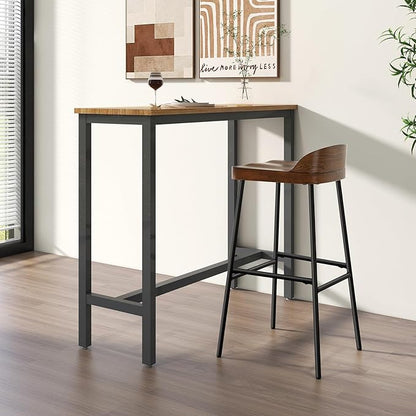 COSTWAY Bar Stool Set of 4, 29'' Industrial Pub Stool with Low Backrest and Footrest, Metal Legs, Breakfast Counter Height Chair for Island Living Room Kitchen Bar, Rustic Brown & Black