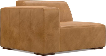 SIMPLIHOME Rex Right Corner Sectional Modular Sofa and Ottoman Set in Full-Grain Genuine Leather, Sienna, 116-inch-wide L-Shaped Leather Sofa and Matching 34-inch-Wide Table Ottoman for Living Room