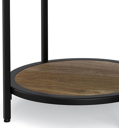 SIMPLIHOME Jenna Industrial 18 inch Wide Metal Round Accent Side Table in Warm Grey for the Living Room and Bedroom
