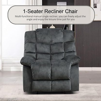 CANMOV Manual Reclining Sofa Set,2 Pieces Sofa Furniture Set for Living Room, Manual Recliner Sofa and Recliner Chair with Arms for Living Room, Bedroom, Grey(1+3)