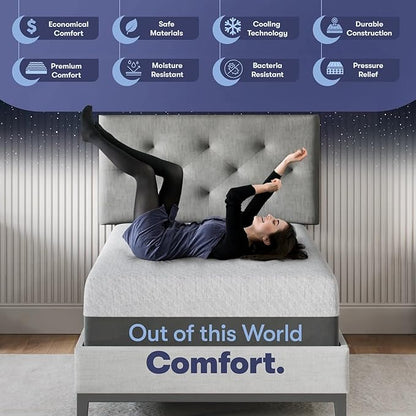 Celestial Sleep Gel Memory Foam Mattress in a Box, Made in The USA, CertiPUR-US® Certified Foam, Oeko-Tex, and Fiberglass-Free Certified Bed, 10 inch Medium - Twin