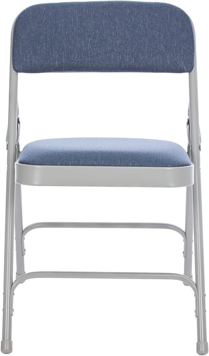 OEF Furnishings OEF2200 Series Heavy-Duty Premium Fabric Padded Upholstery Double-Hinged Folding Chairs (4-Pack, Imperial Blue/Gray)