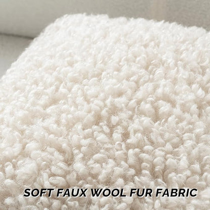 FUTEI Beige Decorative Throw Pillow Covers 20x20 Inch Set of 2,Soft Fluffy Faux Wool Fur Boucle Textured Cushion Case,Modern Home Decor for Couch Bed Living Room Office