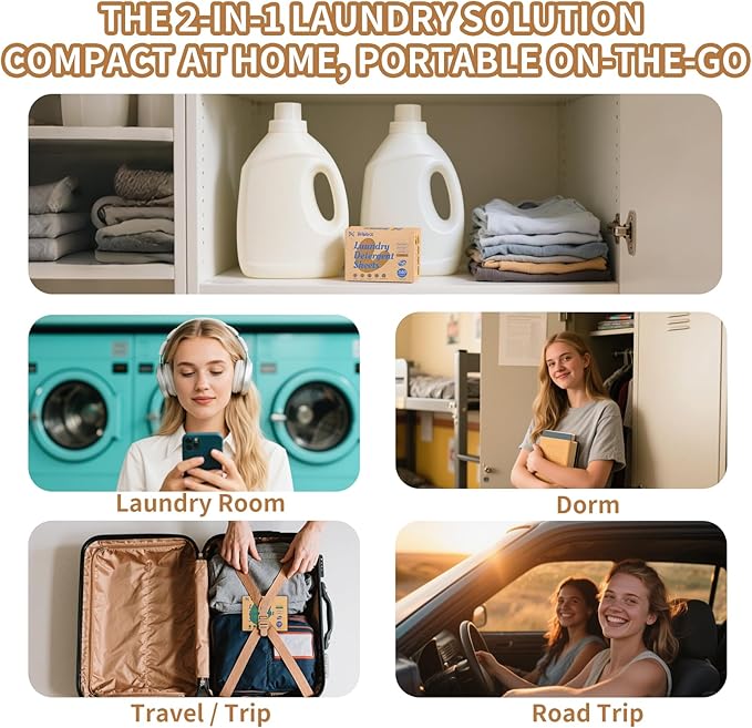 Laundry Detergent Sheets - 240 Loads Boys Santal Laundry Sheets for Dorm,College,Home,Hotel,Apartment,Camping,Cruise,Road Trip,Beach Vacation,Backpack,Small Space, Family School Travel Essentials