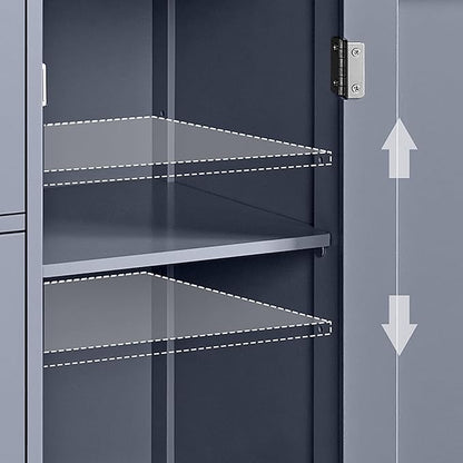 Yaheetech Bathroom Floor Cabinet, Freestanding Storage Organizer Unit Kitchen Cupboard W/ 4 Drawers & Adjustable Shelves, Using for Kitchen/Bathroom, Gray