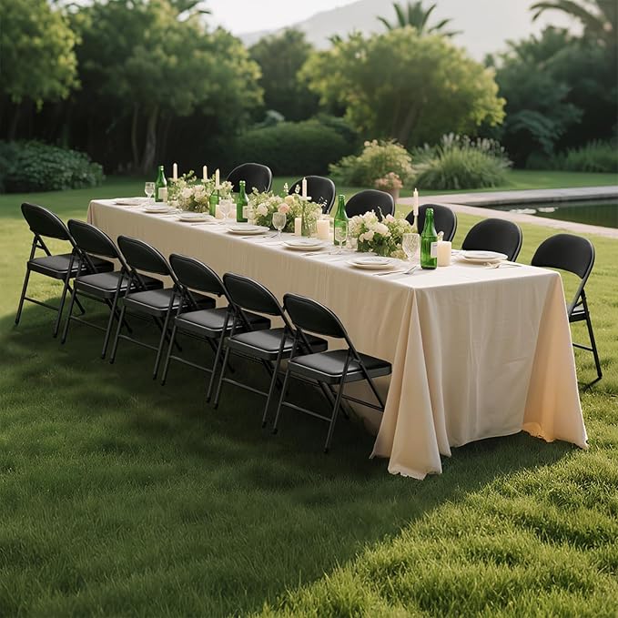 24 Pack Black Folding Chairs with Padded Cushion for Outside, Portable Stackable Commercial Metal Foldable Chairs with Steel Frame for Home Events Office Wedding Party, 350lbs Capacity