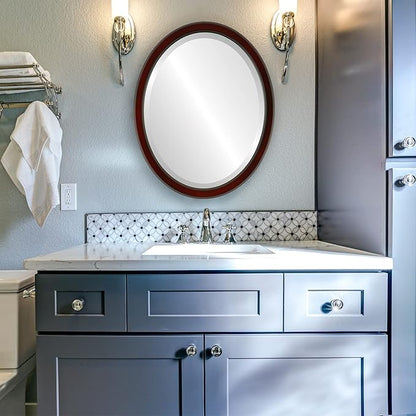 OVALCREST Oval Beveled Wall Mirror for Home Decor - Toronto Style - Rosewood - 18" x 14"