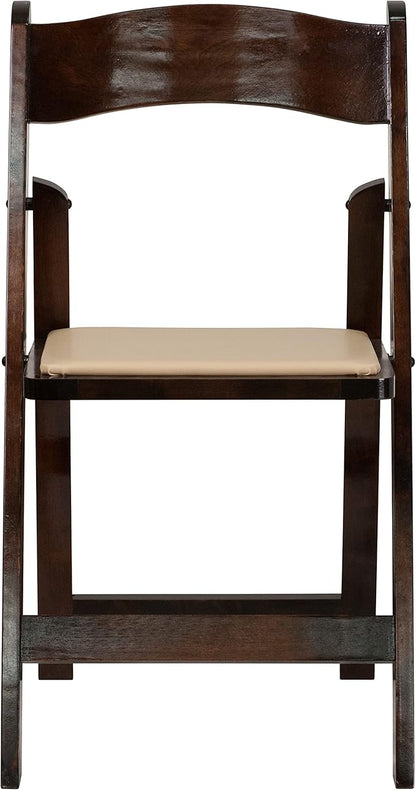 Flash Furniture HERCULES Series Fruitwood Wood Folding Chair with Vinyl Padded Seat