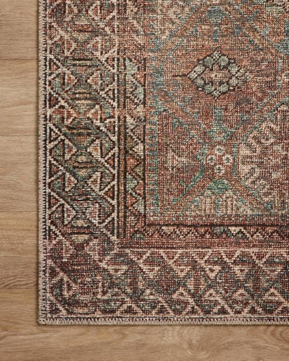 Loloi Amber Lewis Billie Collection, Aqua & Rust 2'-0" x 5'-0" Area Rug – Antique & Distressed Accent Rugs for Living Room, Bedroom, Entryway & Hallway, No Shed High Traffic Area Home Decor Rug