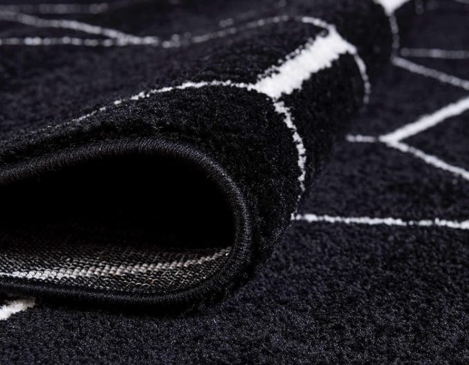 Unique Loom Trellis Frieze Collection Area Rug - Geometric (5' 1" Round, Black/ Ivory)