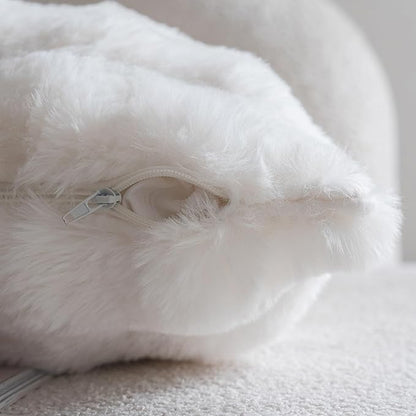 Neelvin Cream White Faux Fur Cozy Soft Double-Sided Decorative Throw Pillow Covers 12x20 inch Set of 2,Velvet Pillowcase Cushion Case for Sofa Couch