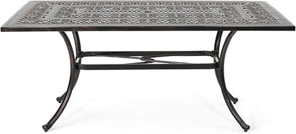 Christopher Knight Home Jamie Outdoor Rectangular Cast Aluminum Dining Table, Shiny Copper