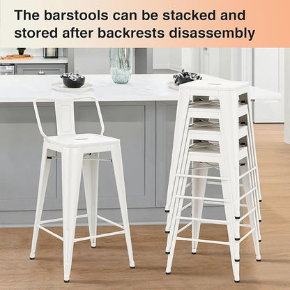 HAOBO Home Metal Bar Stools Set of 2 Low Back Counter Height Barstools 30" Industrial Barstool Patio Stool Metal Kitchen Stools Bar Chairs for Indoor Outdoor