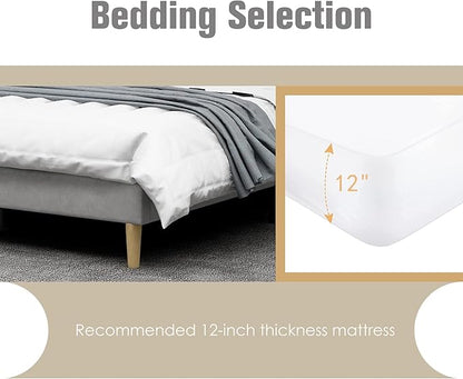 AGARTT Upholstered Platform Bed Frame Full Size with Headboard and Footboard/Wooden Slats Support/No Box Spring Needed/Easy Assembly,Light Grey Linen