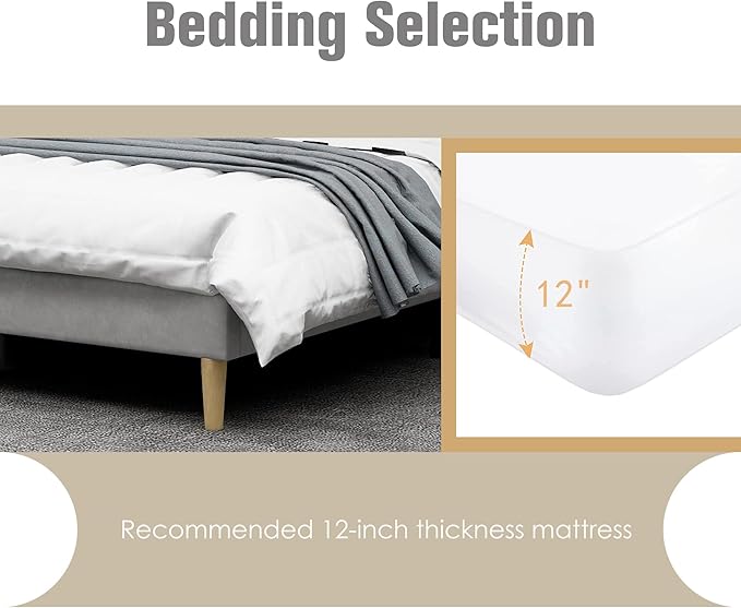 AGARTT Upholstered Platform Bed Frame King Size with Headboard and Footboard/Wooden Slats Support/No Box Spring Needed/Easy Assembly,Light Grey Linen