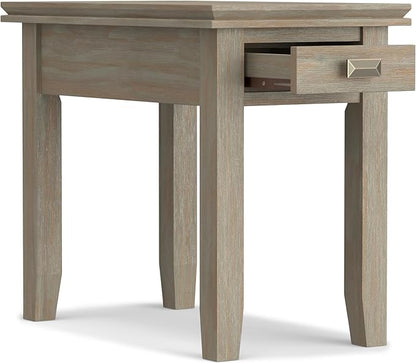 SIMPLIHOME Artisan SOLID WOOD 14 inch Wide Rectangle Transitional Narrow Side Table in Distressed Grey for the Living Room and Bedroom