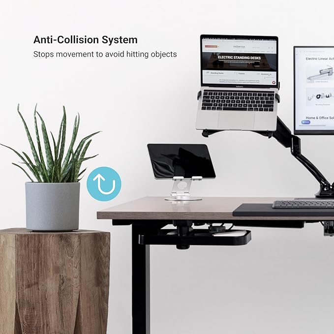 Progressive Desk Stand Up Height Adjustable Electric Standing Desk - 48" x 30" with Dual Motor, 3 Stages Sit Stand Table - Ebony Oak, Gray Frame