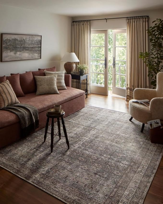 Loloi Amber Lewis Georgie Collection GER-10 Moss/Bark 18" x 18", .19" Pile Height, Sample Rug
