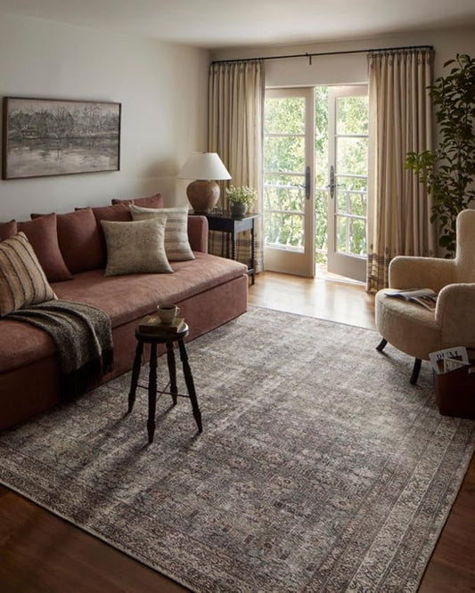 Loloi Amber Lewis Georgie Collection GER-10 Moss/Bark 18" x 18", .19" Pile Height, Sample Rug