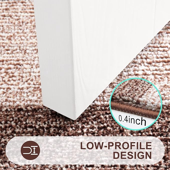 Kitinjoy Indoor Outdoor Door Mat, 71x47 Non-Slip Absorbent Dirt Trapper, Low-Profile Washable Inside Entrance Front Floor Mat, Sturdy Soft Entry Doormats for Entryway, Brown