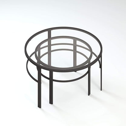 Henn&Hart Round Nested Coffee Table in Blackened Bronze, Coffee Table coffee tables for living room, studio apartment essentials, 36" Wide