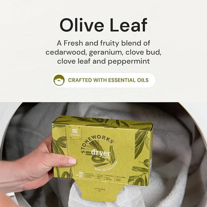 Grab Green Stoneworks Cruelty-Free Dryer Sheets | Softens Fabrics, Freshens Clothing & Reduces Static-Cling and Wrinkles | Plant Based | Olive Leaf Scent (80 Sheets)
