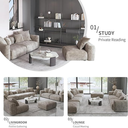 Oversized Modular Sectional Sofa with Ottomans,5 Seater Corduroy V Shaped Reversible Corner Couch,141.73" Convertible Sofa & Couch Free Combination for Living Rooom,Brown