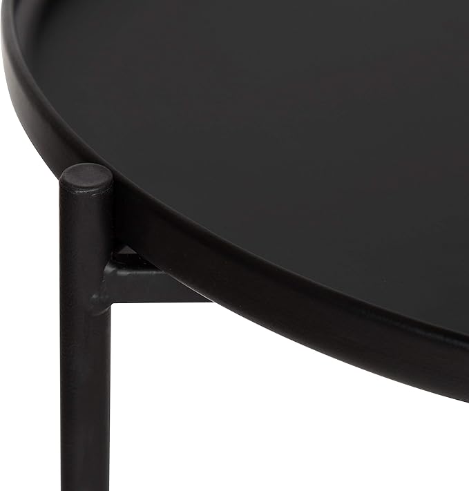 Kate and Laurel Ulani Set of 2 Nested Round Metal End Tables, Black