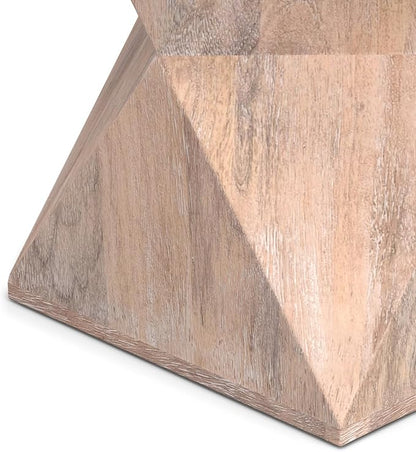 SIMPLIHOME Sutton 14-inch Wide Solid Mango End Table in Cerused Natural with Square Geometric Design for Living Room, Assembled