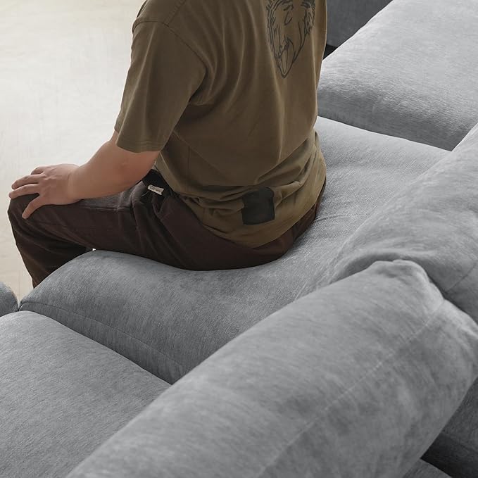 WJShome Cloud Couch Modular Sectional Sofa, 134" U Shaped Couch for Livingroom, Oversized Convertible Wide Seater with 2 Ottomans Living Room Set, Covers Washable&Replaceable,Gray