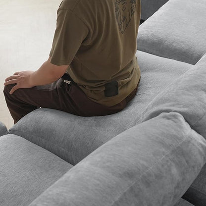 WJShome Cloud Couch Modular Sectional Sofa, 134" U Shaped Couch for Livingroom, Oversized Convertible Wide Seater with 2 Ottomans Living Room Set, Covers Washable&Replaceable,Gray