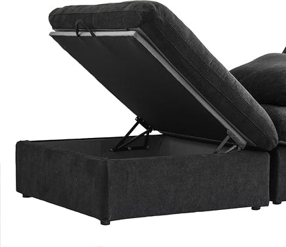 Cloud Couch Modular Sectional Sofa with Storage Ottomans,Oversized Down Filled 8 Seater Convertible Sectional Sofas, Black Wide Deep Seat Couch for Living Room,Covers Washable&Replaceable