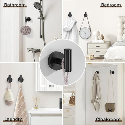 6 Pieces Matte Black Towel Bar Set Bathroom Hardware Set, 23.6Inch Towel Holder Set Towel Racks for Bathroom, SUS304 Stainless Steel Bathroom Accessory Set