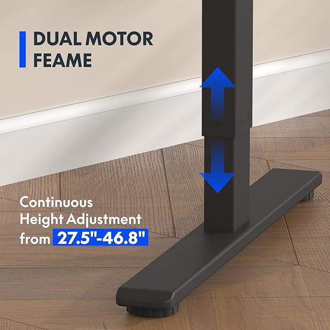 FLEXISPOT E3 Dual Motor Electric Standing Desk 48x24 Inch Whole-Piece Board Height Adjustable Electric Sit Stand Desk (Black Frame + Maple Desktop, 2 Packages)