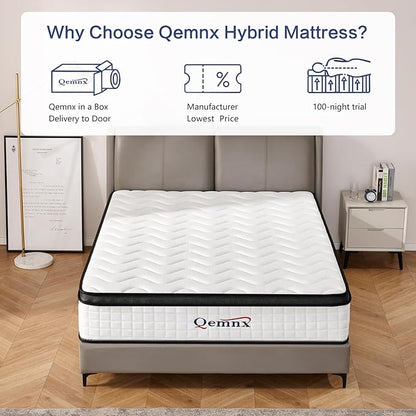 12 Inch Full Hybrid Mattress – Medium Firm, Memory Foam & Responsive Pocket Springs, Enhanced Edge Support, Motion Isolation, Pressure Relief, Eco-Friendly, Compressed for Easy Setup