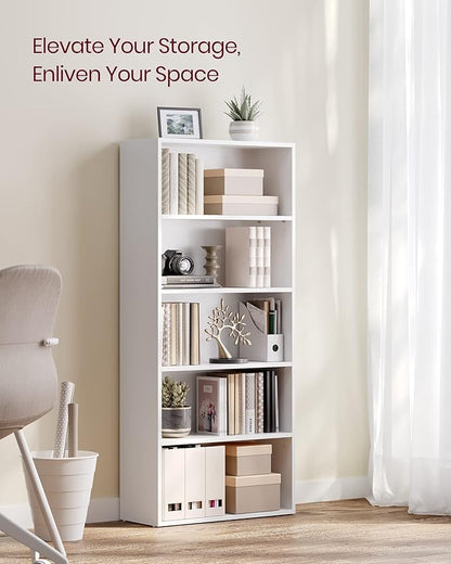 VASAGLE CUSTOS Collection - Bookshelf, 5-Tier Bookcase, Book Shelf, Open Storage Shelf, 9.4 x 23.6 x 52.8 Inches, for Living Room, Home Office, Dinning Room, Cloud White ULBC165T14