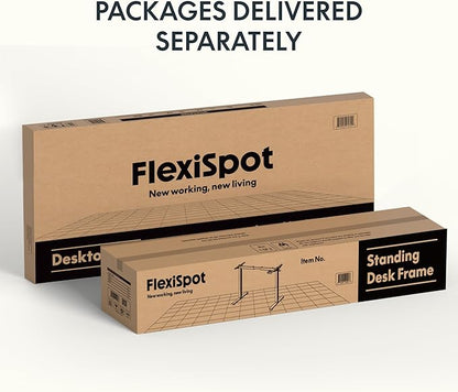 FLEXISPOT E3 Solid Wood Dual Motor Standing Desk 55x24 Inch Whole-Piece Board Electric Height Adjustable Stand Up Desk (White Frame + Rubber Wood Desktop)