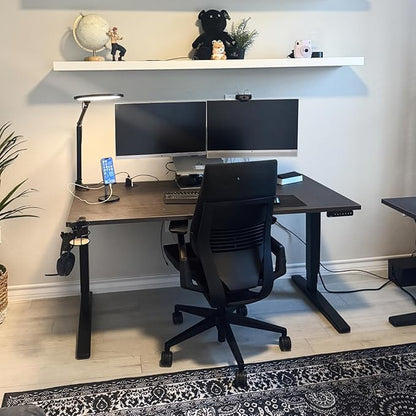 UPLIFTDESK V2 2-Leg Maple Laminate Wood Standing Desk – Adjustable Height, Advanced 1-Touch Memory Keypad, Under Desk Cable Management, Wire Grommets & Rocker Board (Black C-Frame, 80 x 30 inch)