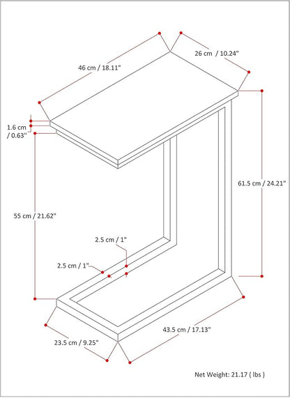 SIMPLIHOME Skyler 18-inch Wide Metal Table in White/Black, C-Shaped Industrial-Style Side Table with Genuine Marble Top for Living Room, Bedroom, or Home Office