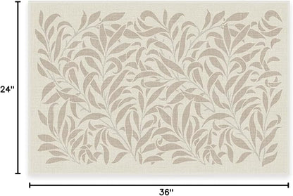 RUGGABLE x Morris & Co Washable Area Rug–Pure Willow Boughs Natural 2x3, Stain-Resistant, Non-Slip–Small Machine Washable Rugs for Living Room, Bedroom, Hallway, Entryway & Bathroom–with Standard Pad