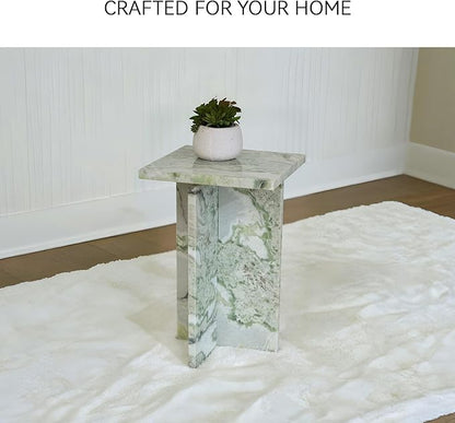 Signature Design by Ashley Deaconwell Contemporary Marble Accent Table, White & Light Green