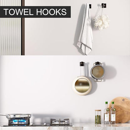 5-Piece Matte Black Bathroom Accessories Set, SUS304 Stainless Steel Wall Mounted 16 Inch Hand Towel Bar, Toilet Paper Holder, Towel Ring, Towel Hooks, Bathroom Hardware Set, Towel Bar Set