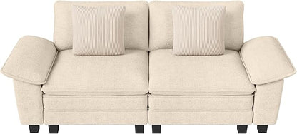 87" Cloud Modular Sectional Loveseat, 2-Seater w/Deep Seat & Removable Arms, Plush Chenille for Small Living Room & Apartment - Beige
