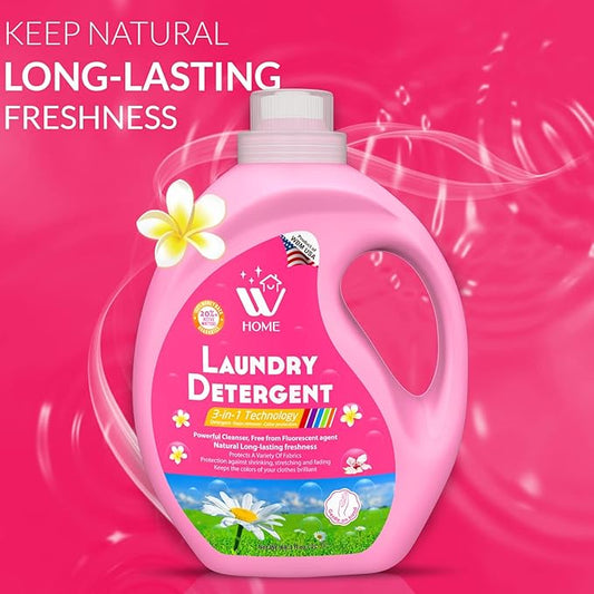 Liquid Laundry Detergent, 3-In-1 Effective Washing Technology, Highly Concentrated with Natural Floral Scent, Long-Lasting Freshness - 67.6 fl Oz, Pack-2