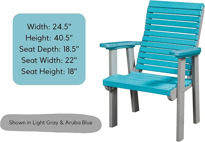 DutchCrafters Modern Horizontal Slat High Back Poly Outdoor Patio Chair (White & Weatherwood)