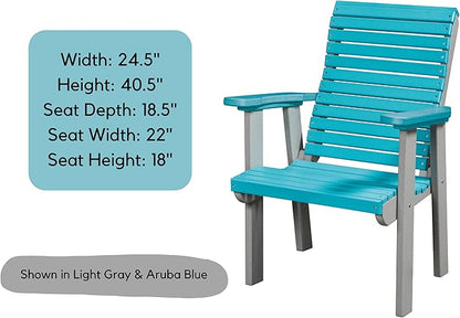 DutchCrafters Modern Horizontal Slat High Back Poly Outdoor Patio Chair (White & Weatherwood)