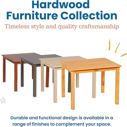 ECR4Kids 30in Square Hardwood Table with 22in Legs, Kids Furniture, Dark Walnut